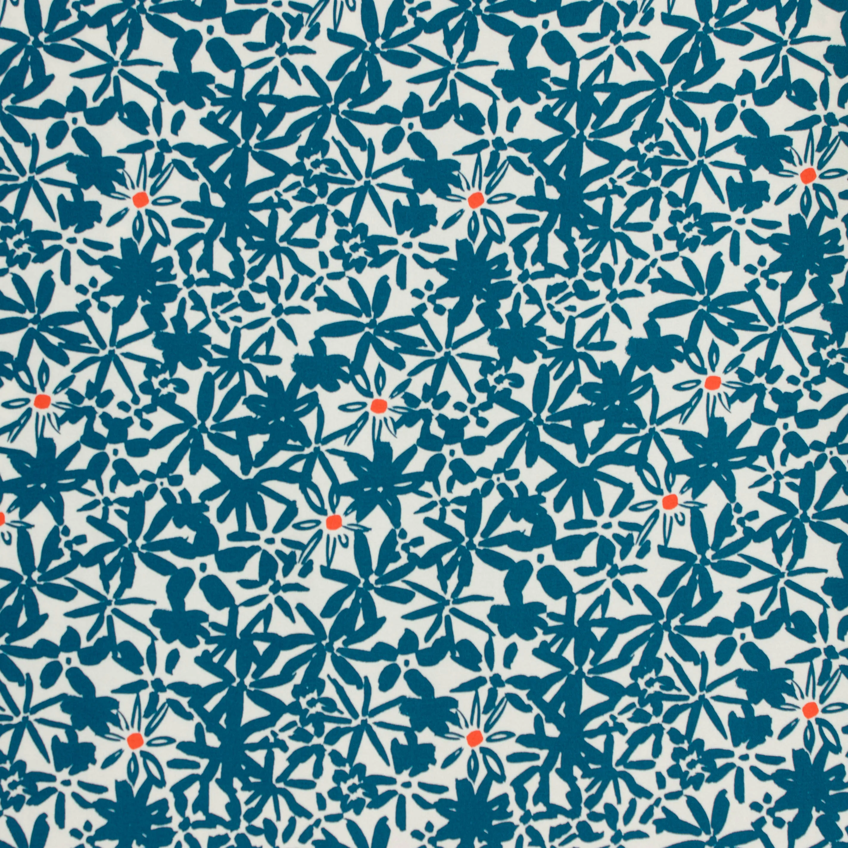 Viscose crêpe wit met pertolkleurige bloemen 'Flowery' - Mind the maker